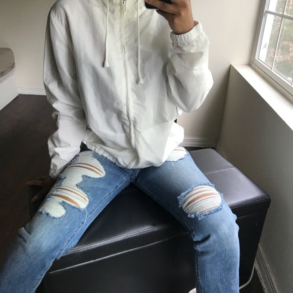 Brandy Melville Jackets & Blazers - White Brandy Melville Windbreaker NWT